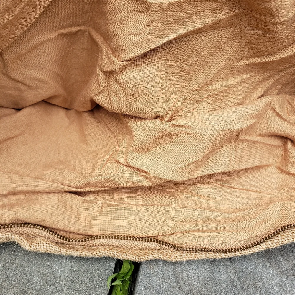 Restoration Hardware Neutral Tan Printed Linen Accent Pillow cover.